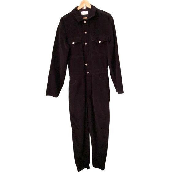 Black Corduroy Jumpsuit with Button Details in Size Small - Picture 2 of 8